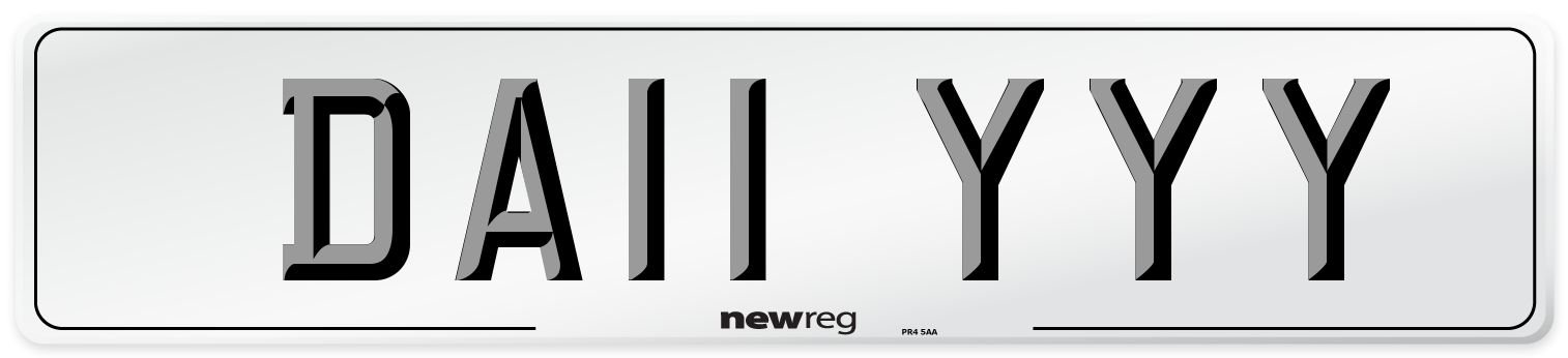 DA11 YYY Number Plate from New Reg